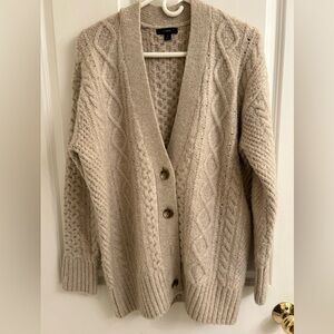 J Crew Cable-knit Stretch Wool Cardigan Sweater - Size S - Excellent Condition